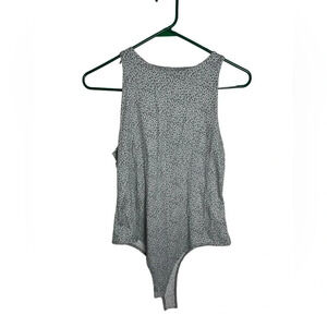 Gaze Black/Gray Leopard Sleeveless Bodysuit-very soft
